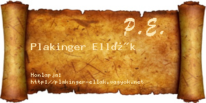 Plakinger Ellák névjegykártya